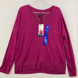 New Buffalo David Bitton Large Pink V Neck Soft Cozy Relaxed Pullover Sweater